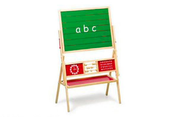 Dubbelzijdig met krijtbord.